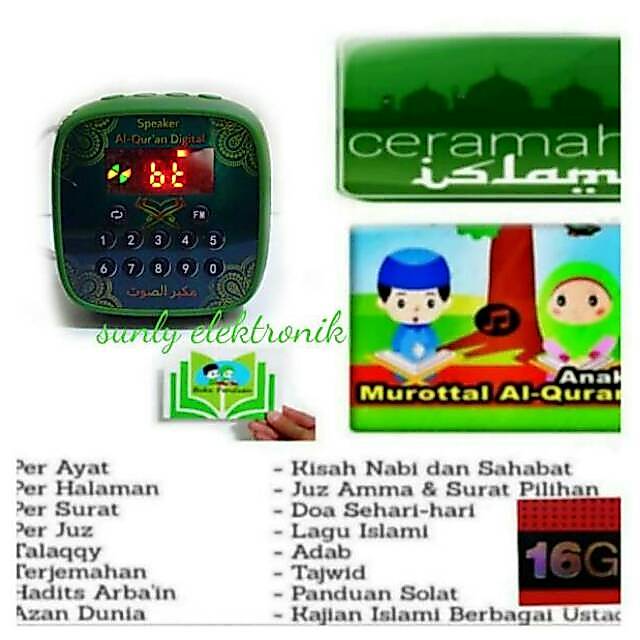 Speaker persegi hafalan digital alquran 30juz v600 Bluetooth + micro sd alquran dan buku panduan len