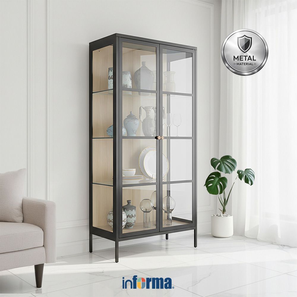Informa Lucy Kabinet 2 Pintu Kaca 80x40x165 cm - Hitam Lemari Display Lemari Pajang Display Cabinet 