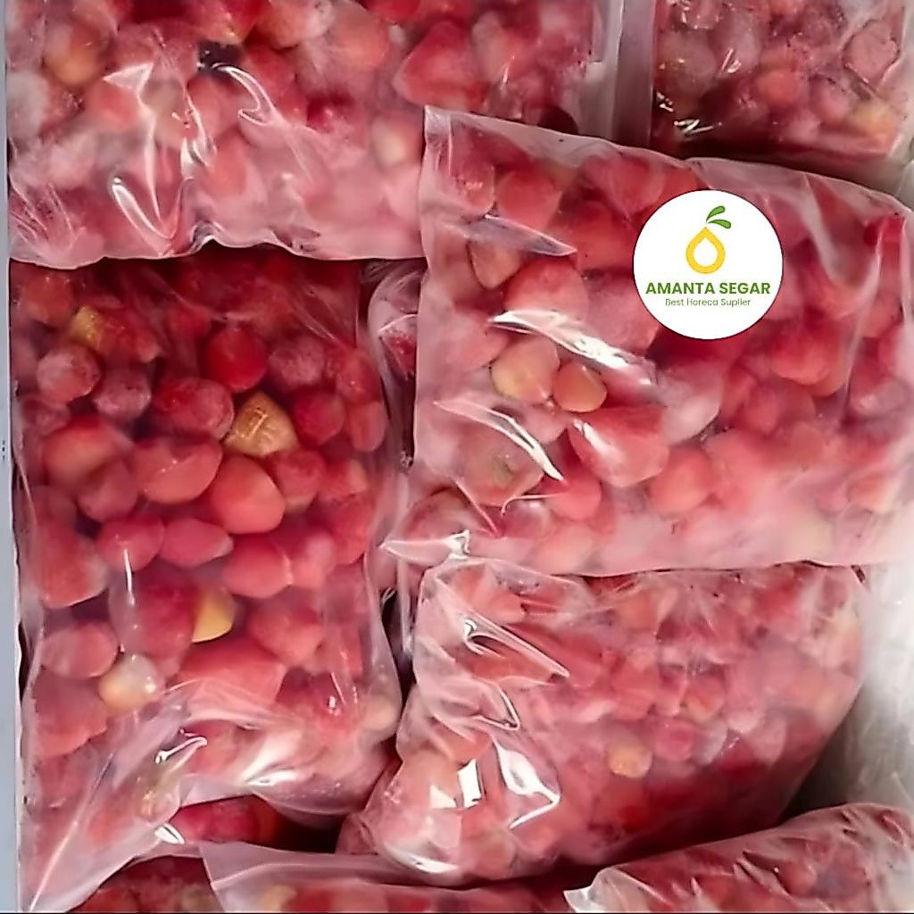 Amanta Segar Bogor | Buah Stroberi Strawberry Premium Besar Jumbo Freshly Frozen Segar, Siap Makan, 