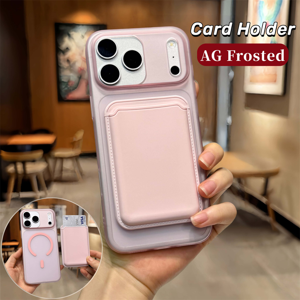 Mewah Magnetik 2 Dalam 1 Pemegang Kartu Matte Phone Case Untuk IPhone 12 13 14 15 16 17 Pro Max Ultr
