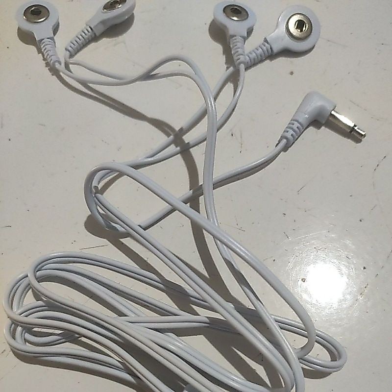Tens Pad Elektoda Kabel Kancing 4 Stub Male 3,5 MM Jack untuk Mesin Terapi