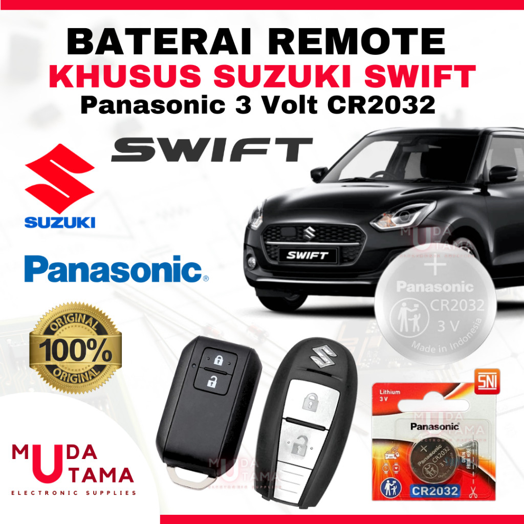 Baterai Remote Mobil SUZUKI SWIFT - ORIGINAL PANASONIC CR2032 3 Volt | Battery Remote SUZUKI SWIFT -