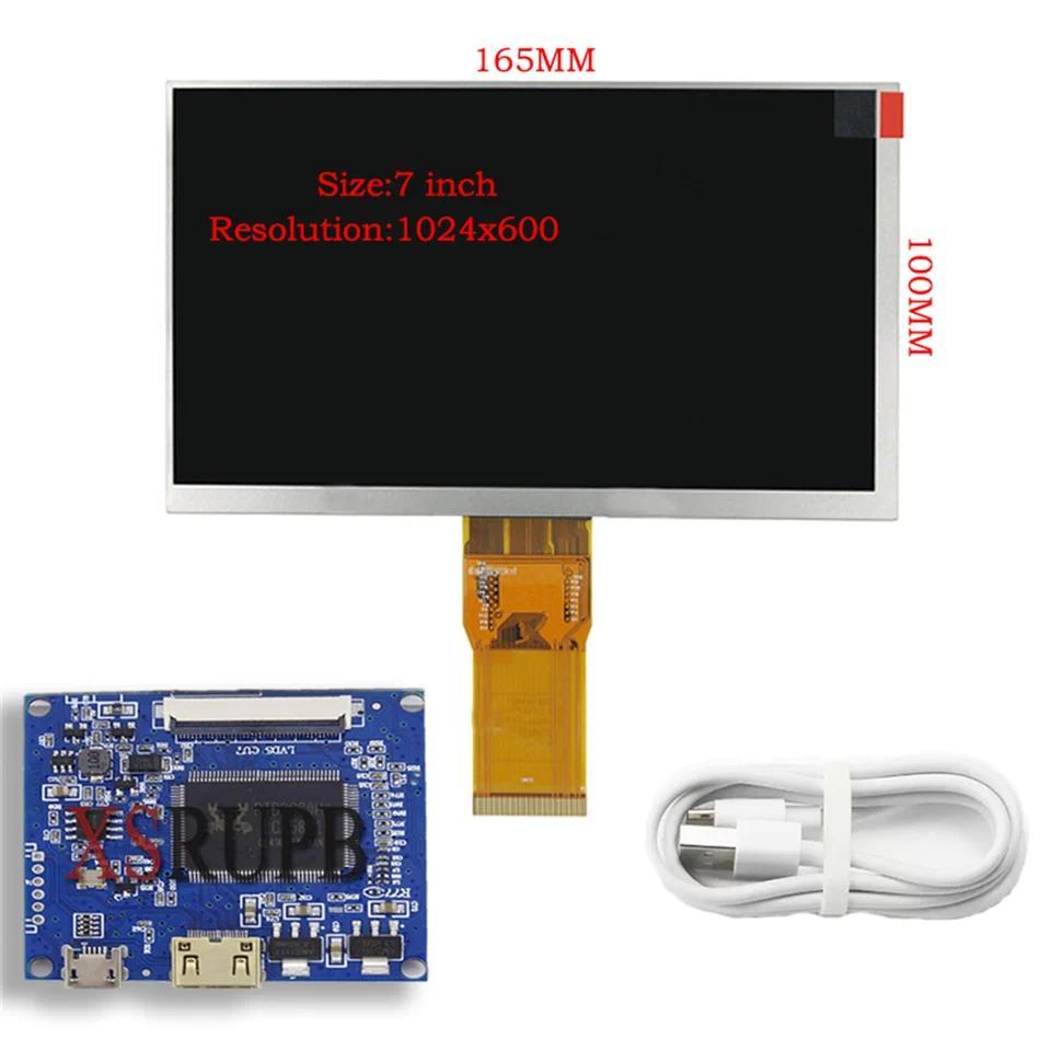 Layar LCD 7 Inci 1024*600, Papan Kontrol Driver Monitor, Mini HDMI-Kompatibel Untuk Lattepanda, Rasp