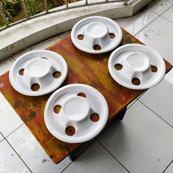 dop mobil velg kaleng pcd 4x114 center dop HARGA 1SET= 4 PCS - Putih, PCD 4x114