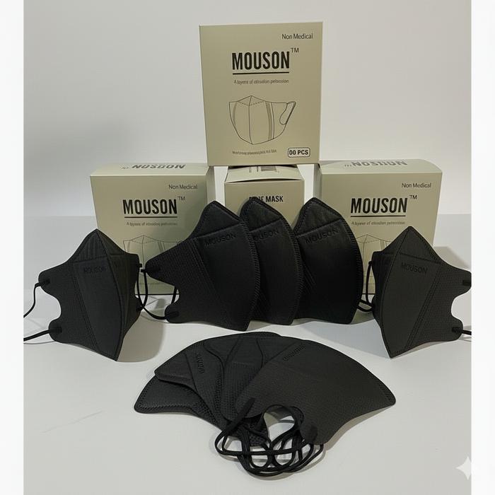 (CP) Masker Duckbill Mouson isi 50 pcs Original Mouson - HITAM MOUSON