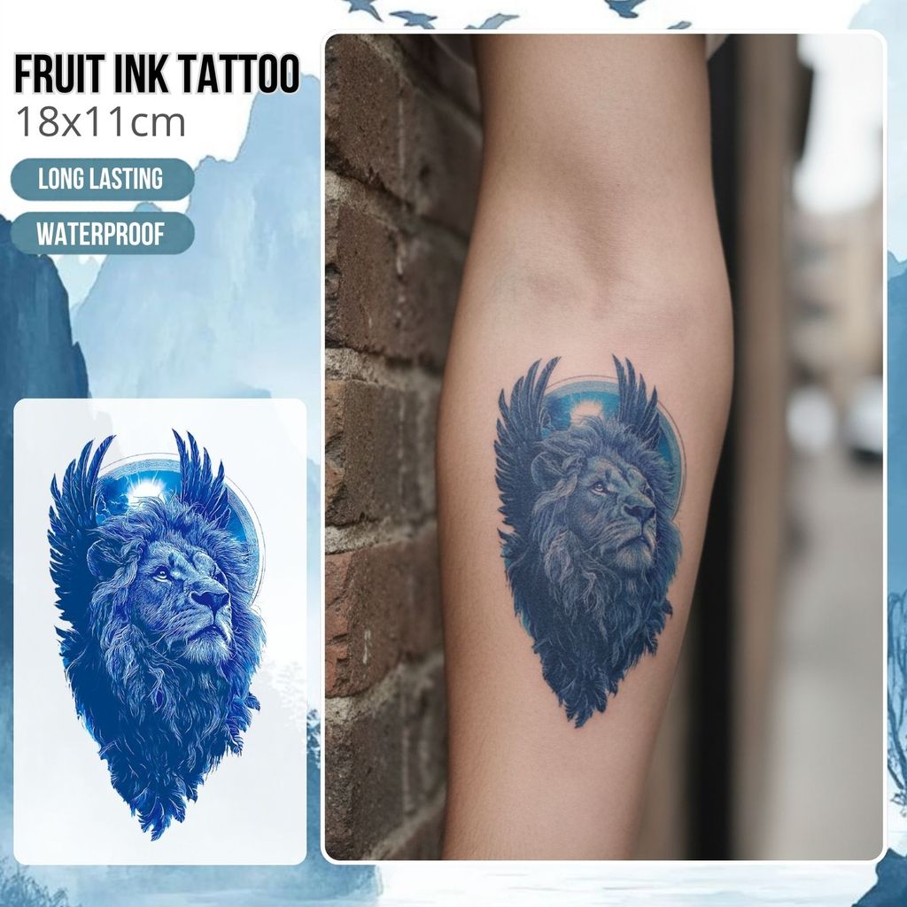 Fruit Ink Realistic Blue Navy Temporary Tattoo Waterproof Semi Permanent Tattoo Sticker 11x18cm 452