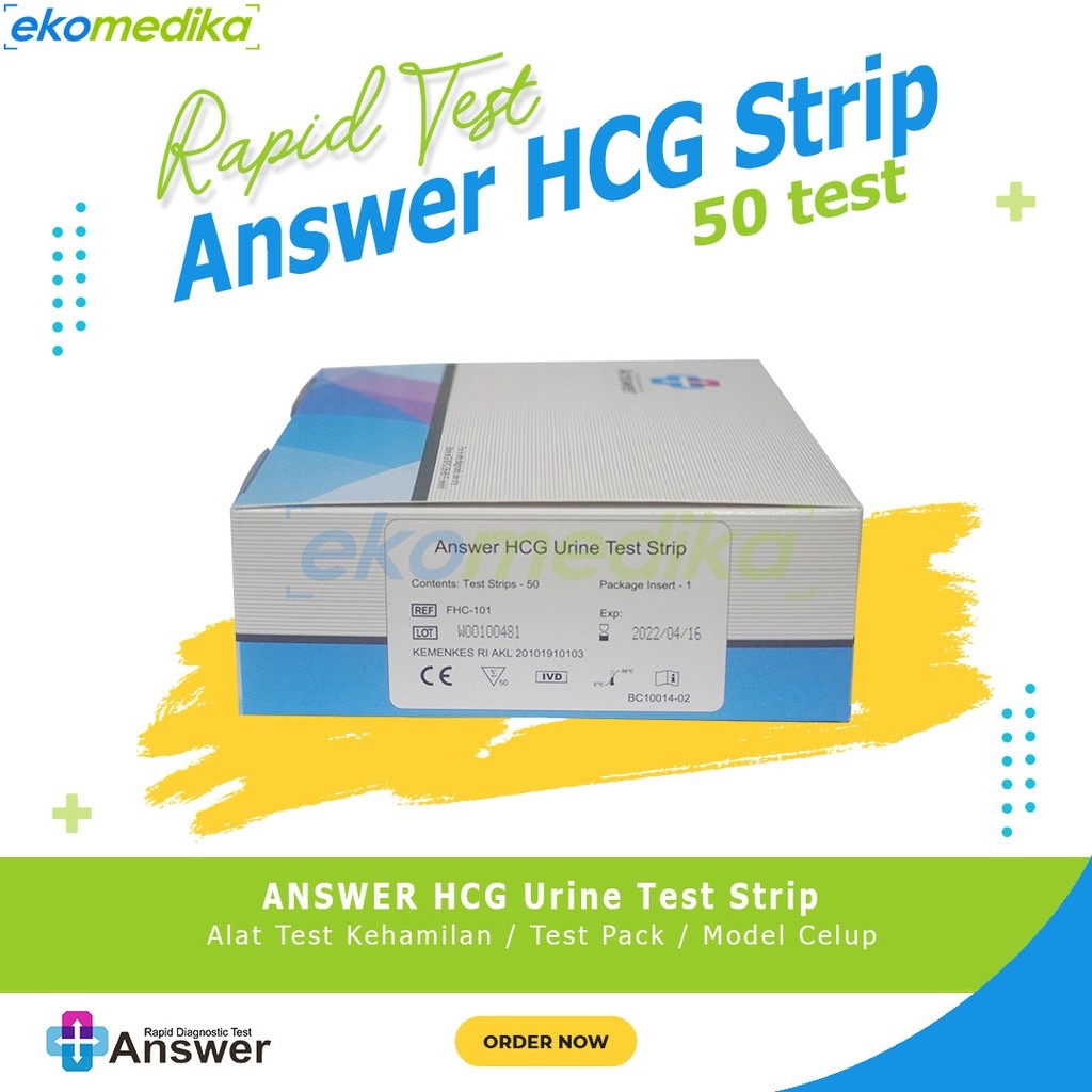 Tes Hamil / Test Kehamilan ANSWER HCG Strip isi 50 - Rapid HCG Strip tes kehamilan cepat HCG CARD AN