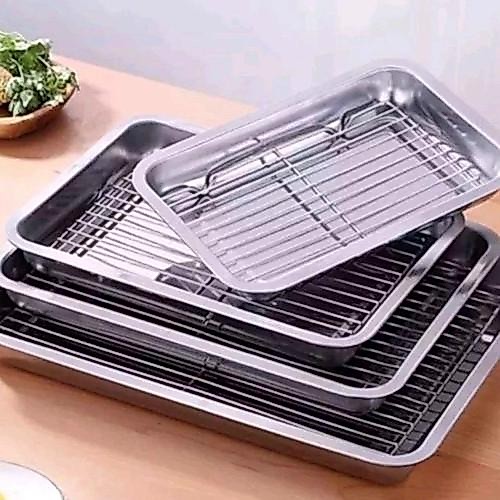 nampan tirisan minyak gorengan stainless / peniris persegi / coolingtray / peniris makanan nampan / 