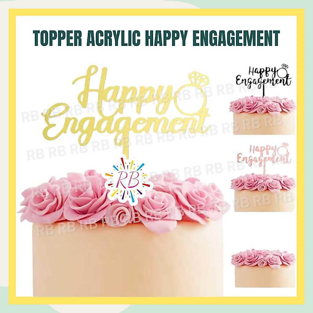 Topper HAPPY ENGAGEMENT Acrylic / Topper Kaca Happy Engagement / Topper Acrylic Happy Engagement