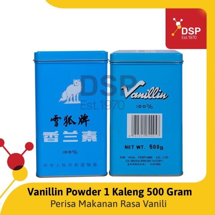 Vanillin Powder Food Grade Merk Snow Fox Ex. Polar Bear, Kaleng 500gr