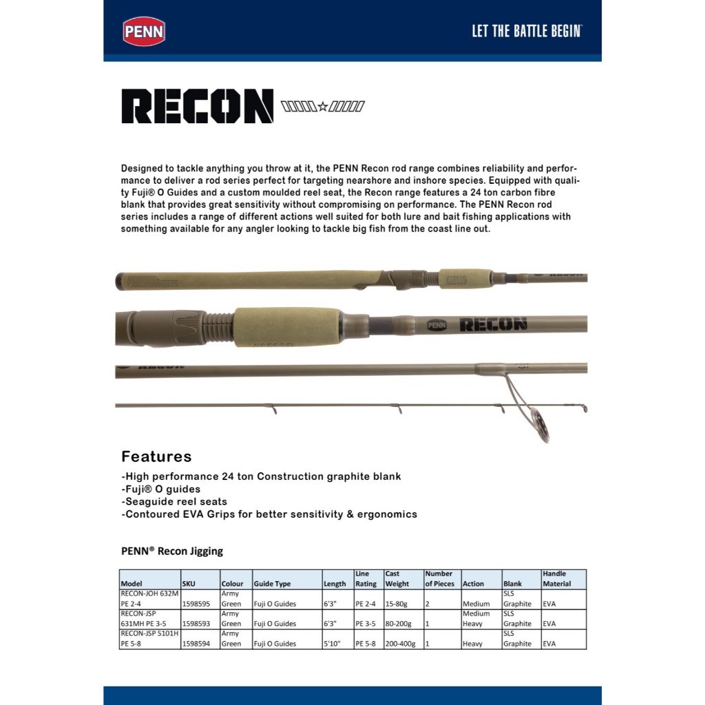 PENN Recon Jigging Rod Original | Joran Jigging Fuji