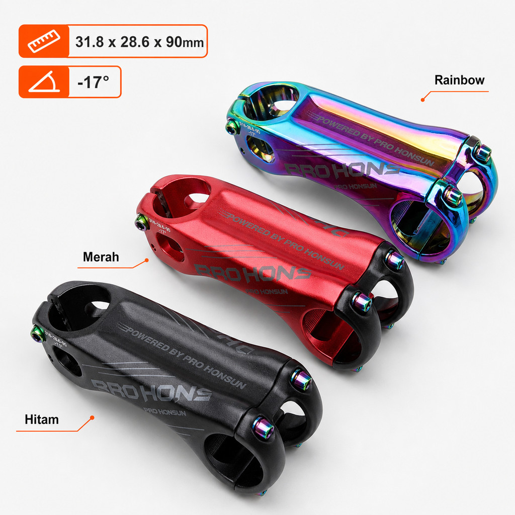 Pro Honsun Stem Sepeda Nunduk derajat Panjang minus 17 90 mm clamp 31.8 oversize