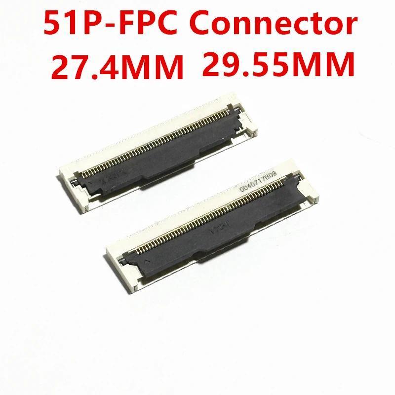 10 Buah Konektor FPC FFC 05MM 51P Penutup Depan Flip Soket LCD Bodi Lebar Dengan Gesper Port FPC FFC