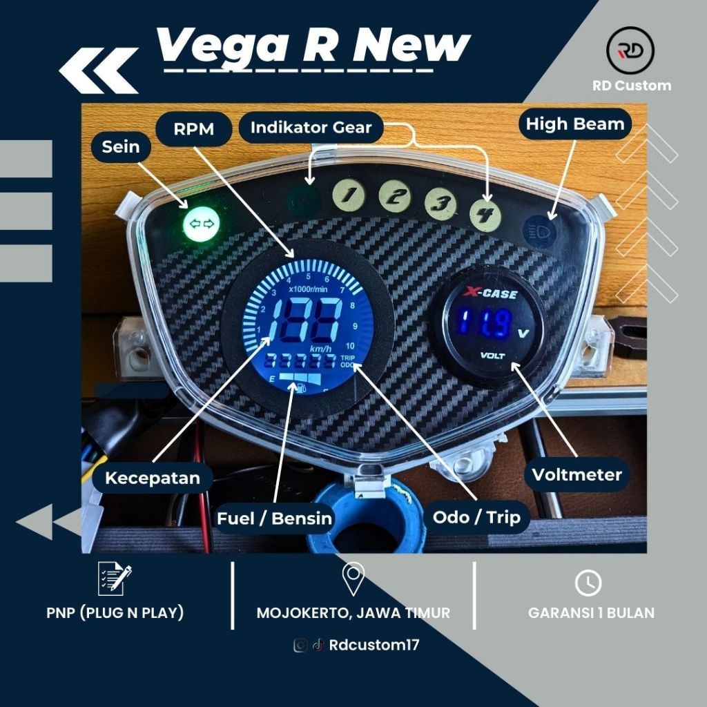 Speedometer Digital Yamaha Vega R New PNP Lengkap