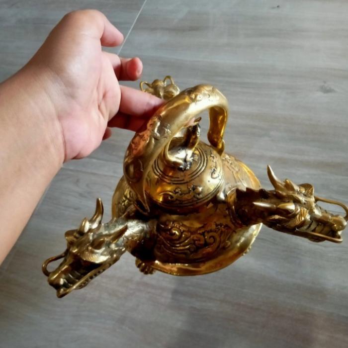 Guci Cupu 3 Kepala Naga Kuningan Asli Antik Langka
