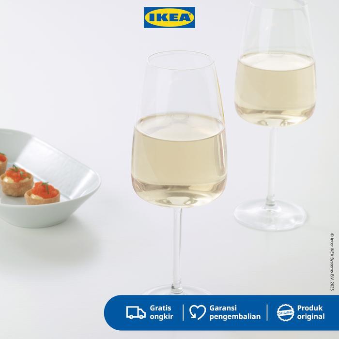 NEW IKEA DYRGRIP Gelas Kaca Bening untuk Wine 42cl Peralatan Makan  Putih PREMIUM