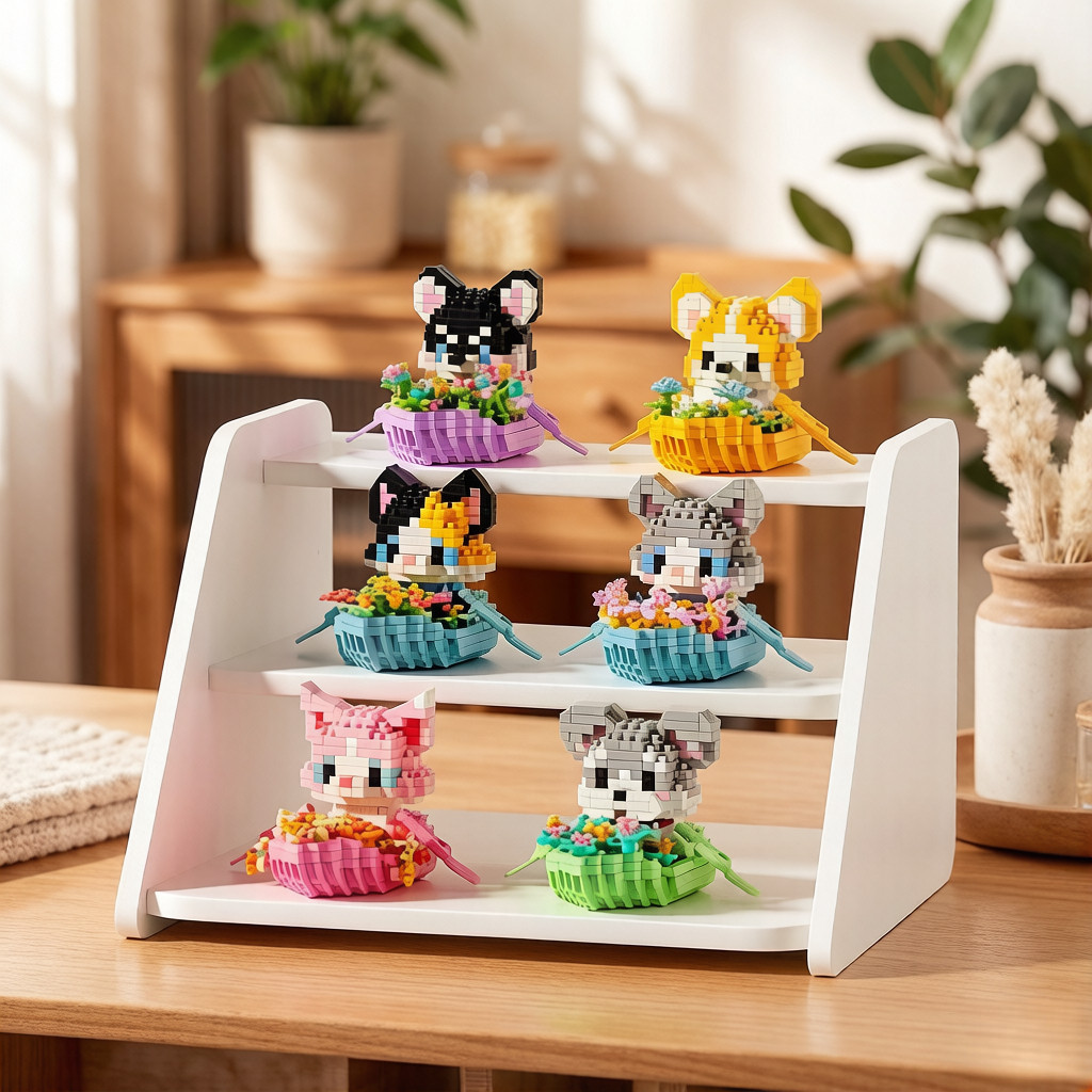 Mainan Blok Bangunan Mini Perahu Bunga Kartun 6 Varian - Hiasan Meja Estetik & Mainan Edukatif