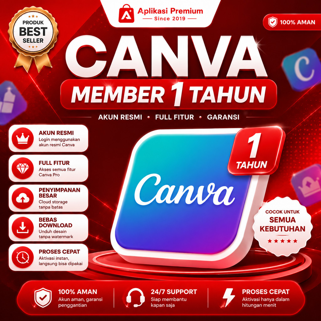 CANVA 1 TAHUN UNLOCK JUTAAN TEMPLATE DESAIN, FOTO, VIDEO, SUPPORT AI FULL GARANSI