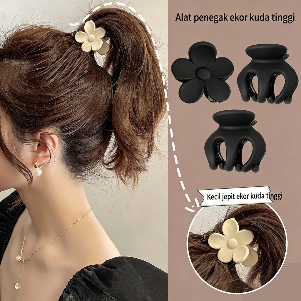 Clipper Rambut Kecil Warna Polos - Praktis untuk Sanggul atau Setengah Ikat, Gaya Korea
