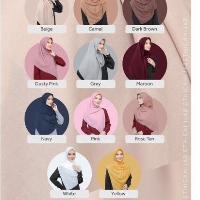 ETHICA HIJAB ELEGAN AARA SQUARE BEIGE AARA SQUARE DARK BROWN AARA SQUARE DUSTY PINK AARA SQUARE GREY