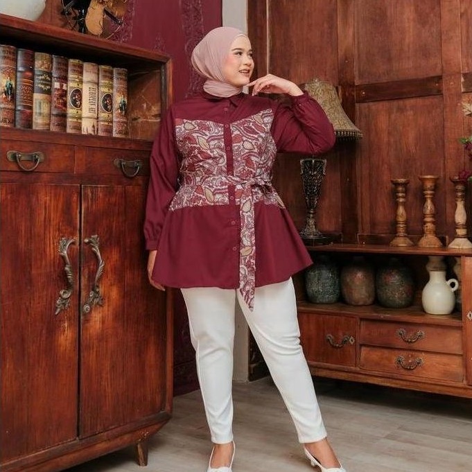 MURAH LEBAY Bibigsize - Batik Series | Atasan Blouse Tunik Batik Big Size Jumbo Muslim MURAH LEBAY