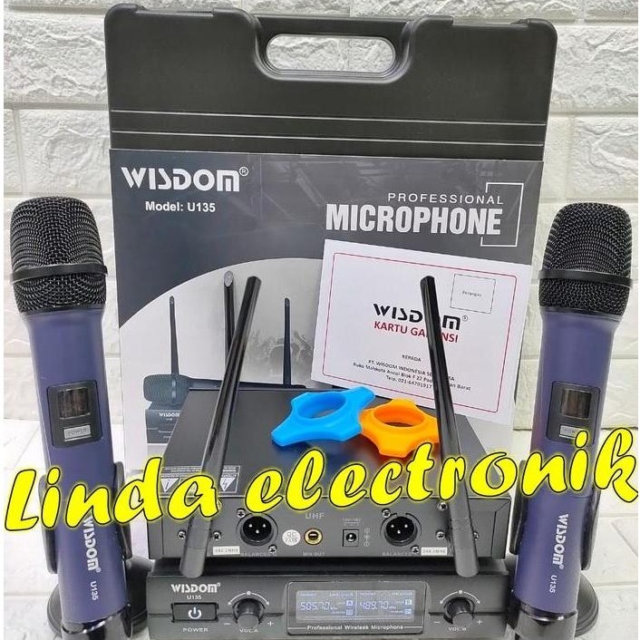 Mic Wireless Wisdom U135 2 Mic Pegang Mic Wisdom U 135 Original