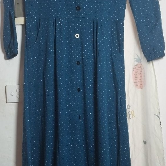 baju murah gamis wanita hijau botol / dres idul adha preloved