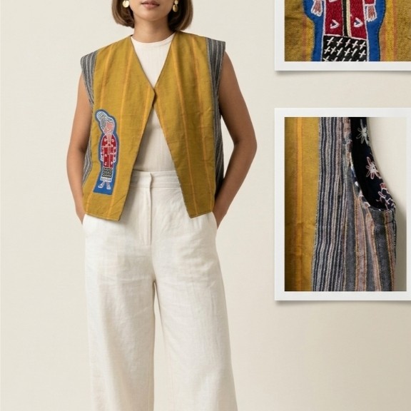 Kanaka Stripe Vest- Vest kekinian-Outfit lurik-Lurik-Atasan wanita