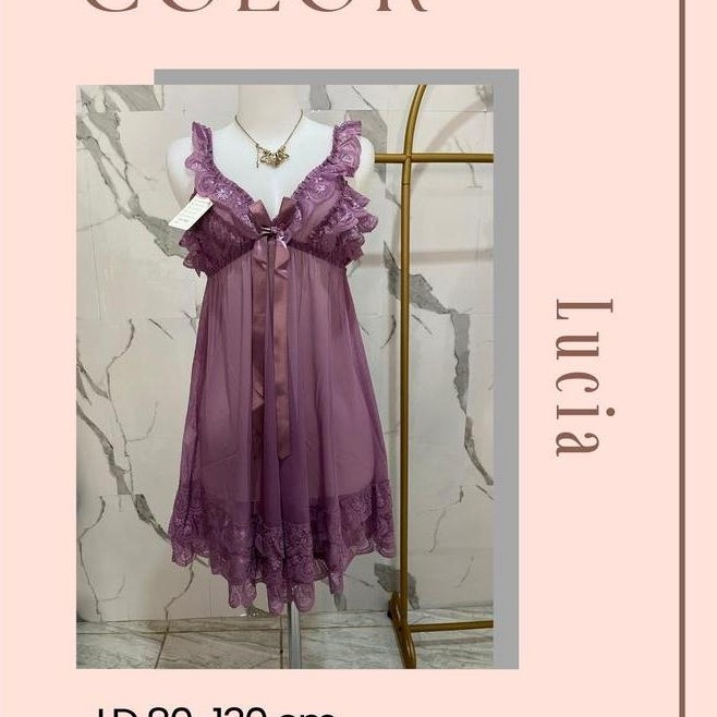 Diskon Mixbox Daster Lingerie model Cupbra 3 Layer Ruffle Jumbo fit to LD 130 - Lucia Dress New