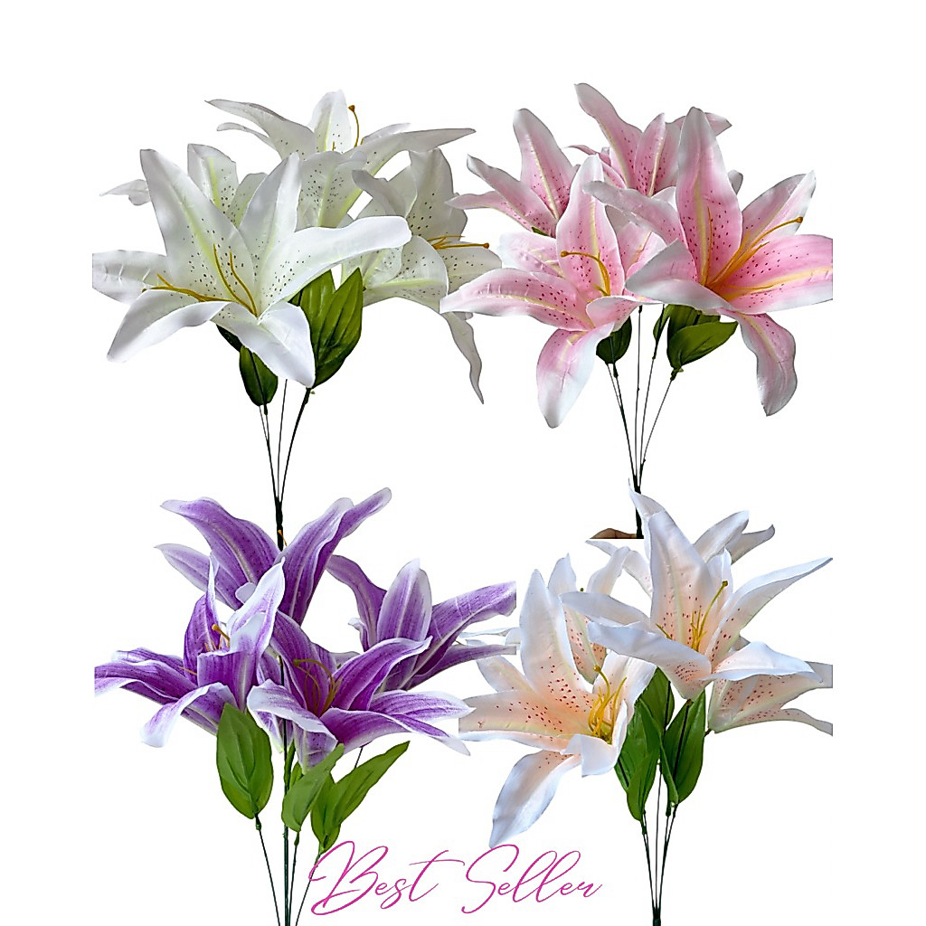 Bunga lily casablanca artificial imitasi dekorasi buket palsu pernikahan