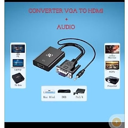 Kabel VGA To HDTV With Audio Converter Adapter/ CABLE VGA TO HDmi / CONVERTER KABEL VGA MALE TO HDMI