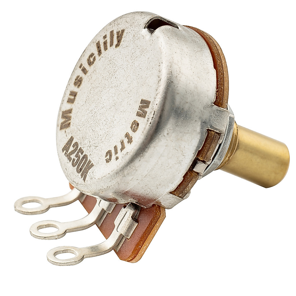 Musiclily Pro HD A250K/B250K/A500K/B500K/A1M/B1M Pot Full Brass Metric Solid Short Shaft 6.5mm Audio