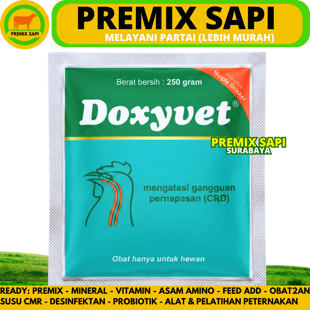 DOXYVET 100 GRAM DAN DOXYVET 250 GRAM MEDION - Obat Ayam Burung Ngorok CRD Flu Infeksi Pernafasan