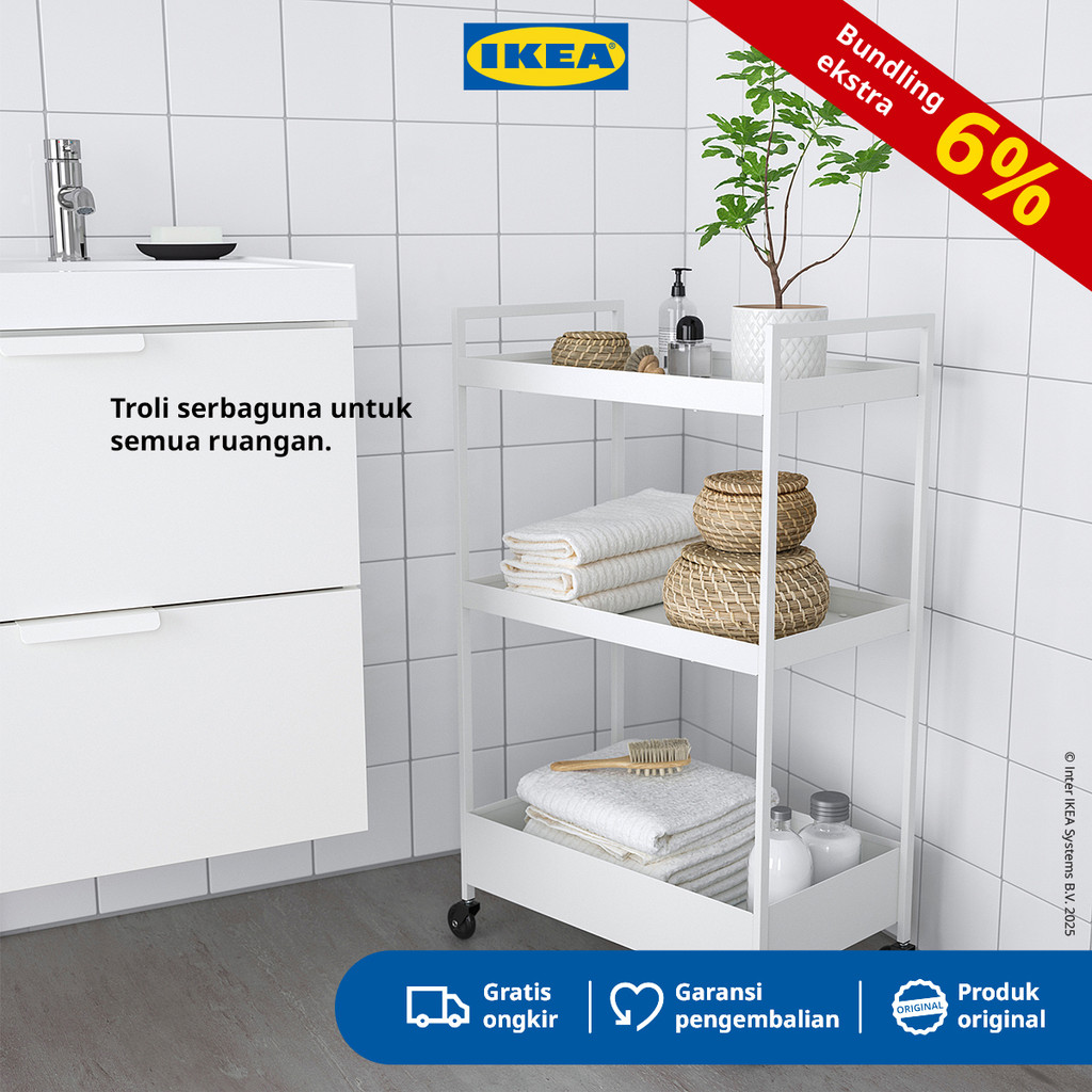 IKEA NISSAFORS Rak Troli Serbaguna Putih 51x30x83cm