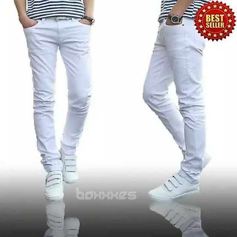 CELANA PUTIH COWOK PRIA SIZE 27-40 PULL & BEAR JEANS PRIA  / CELANA PANJANG PUTIH JEANS / CELANA PAN