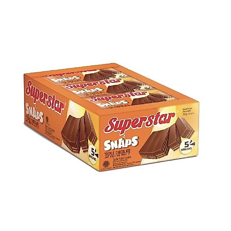 Superstar Snap Wafer Coklat 1 Box isi 12 / Superstar snaps