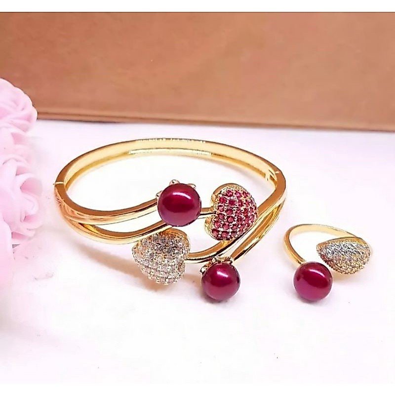 Set Gelang Cincin Mutiara Lombok Asli||set perhiasan||set perhiasan xuping||set perhiasan titanium||
