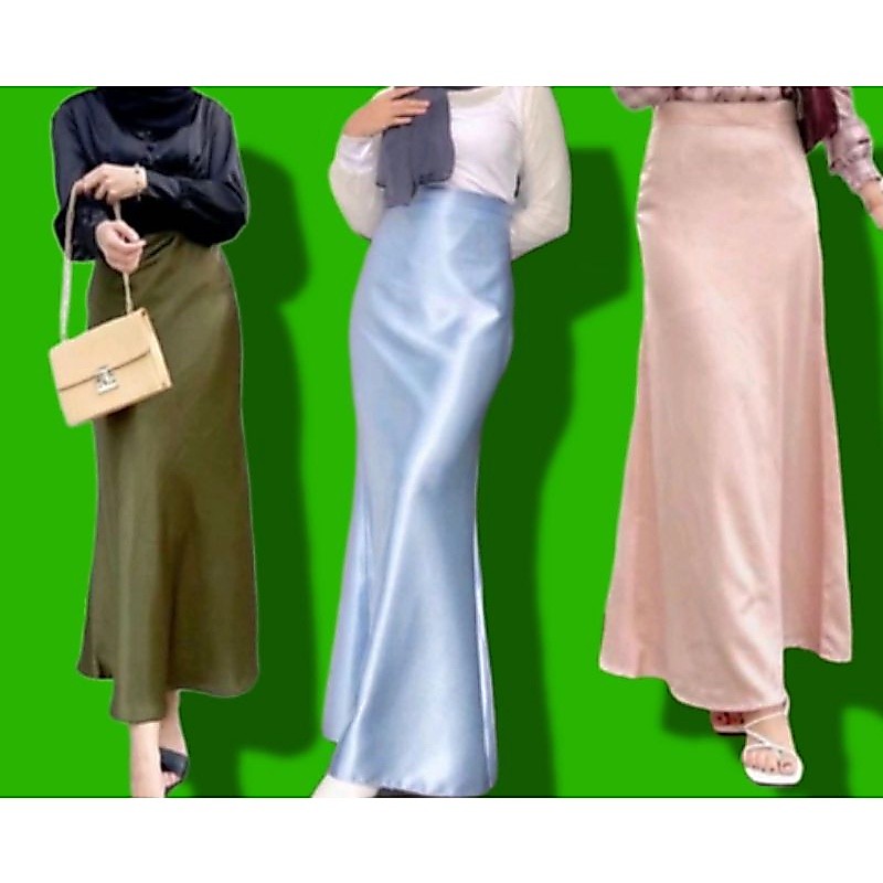 ROK SATIN SILKY/ SKIRT ROK PANJANG/ROK DUYUNG
