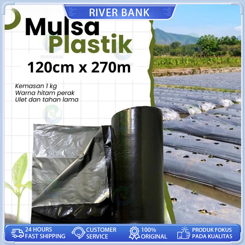 Per Roll Mulsa Hitam Perak Lebar 60cm-120cm/Mulsa Hitam Perak 1 Roll Panjang 250meter/Mulsa Hitam Pe