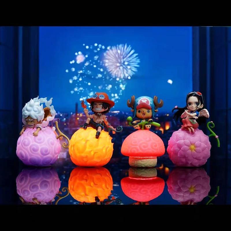 Lampu Malam Buah Iblis Anime One Piece Nika Luffy Figur Lucu Robin Ace Chopper Lampu Malam Kontrol S