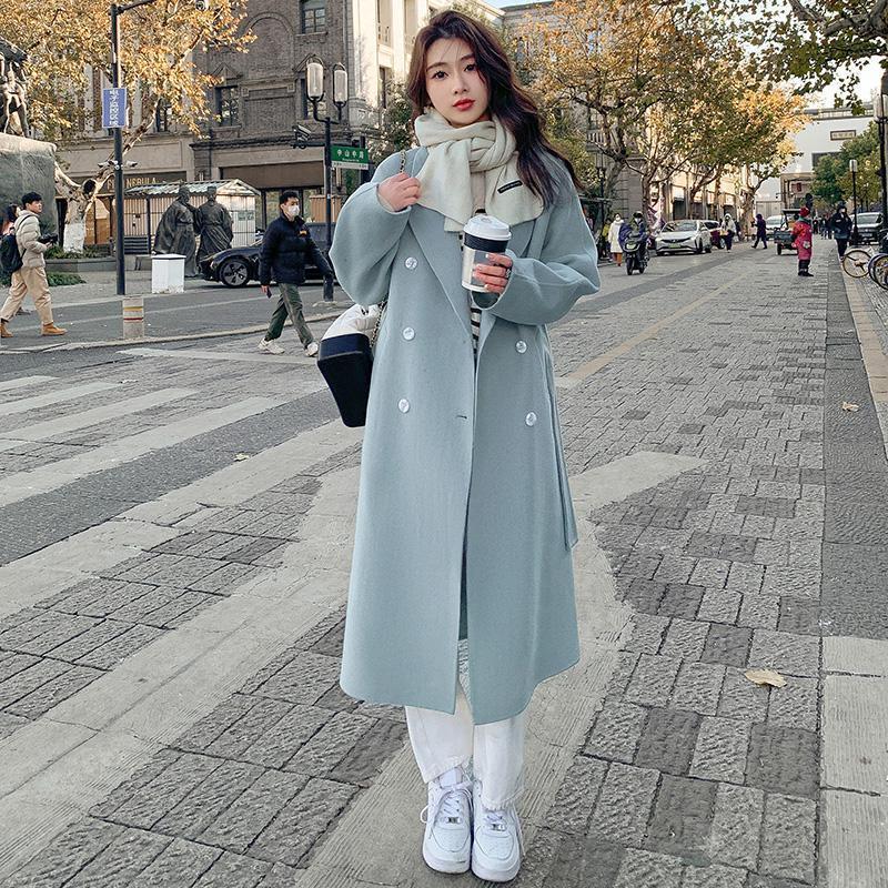 Long wool coat import wanita Michelle premium mantel cewek panjang hangat autumn
