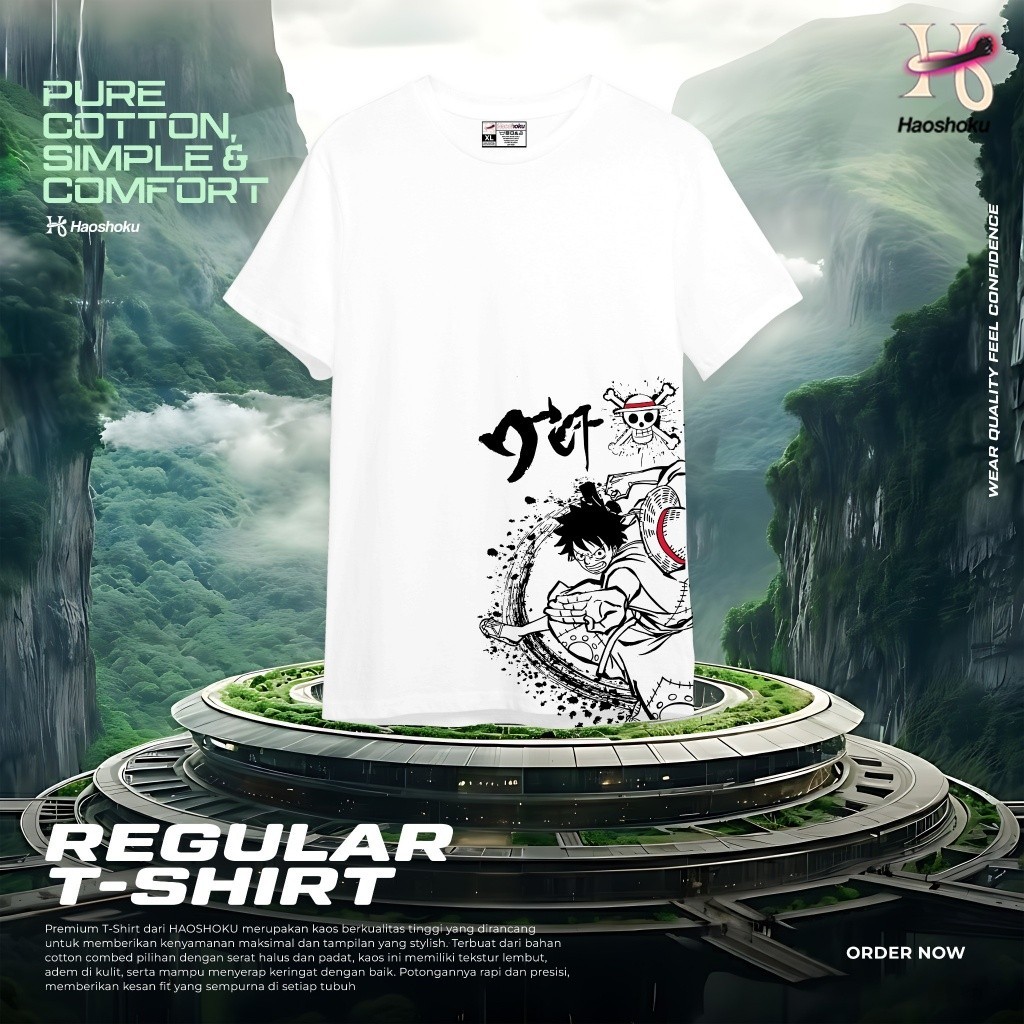 Haoshoku Kaos Pria - Kaos Distro Premium - Baju Kaos Unisex - T shirt Luffy One Piece D3 110