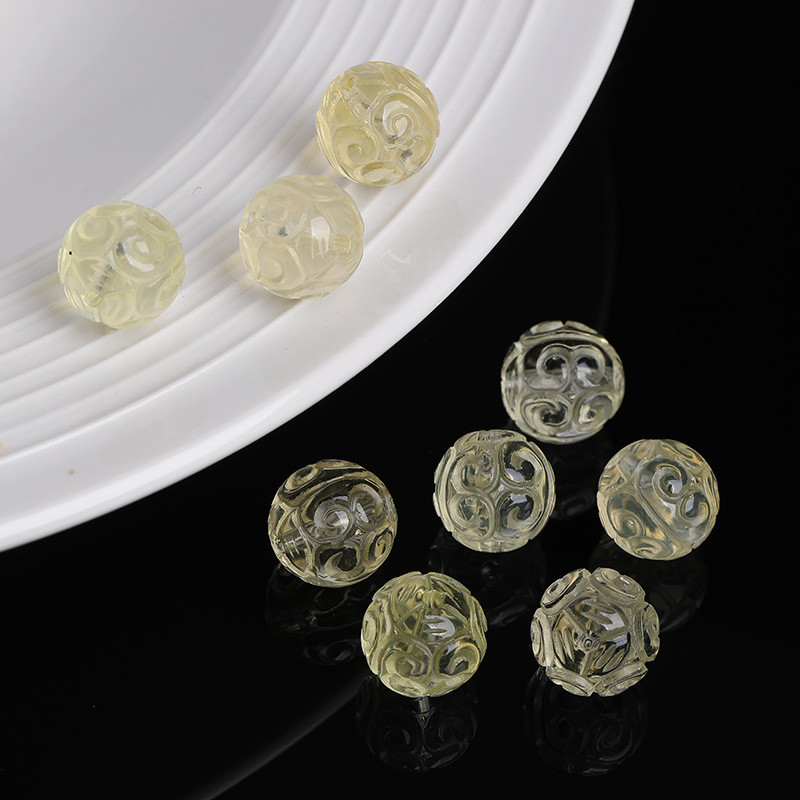 Manik-manik pola kertas citrine alami, liontin berukir, liontin kecil citrine, liontin aksesori DIY 