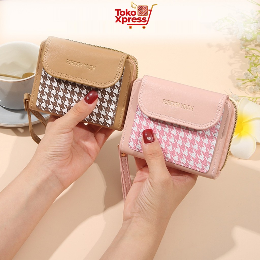 Toko Xpress Dompet Lipat Mini Wanita Korea Aesthetic Resleting Premium Harian Ke Kantor Jalan Jalan 