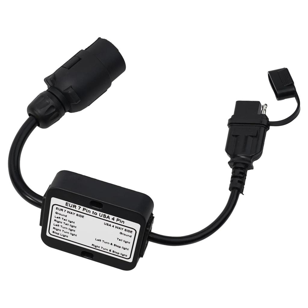 Trailer Light Converter 7Pin Round European Vehicle to 4Pin Flat Trailer Adapter for Caravan Boat Tr
