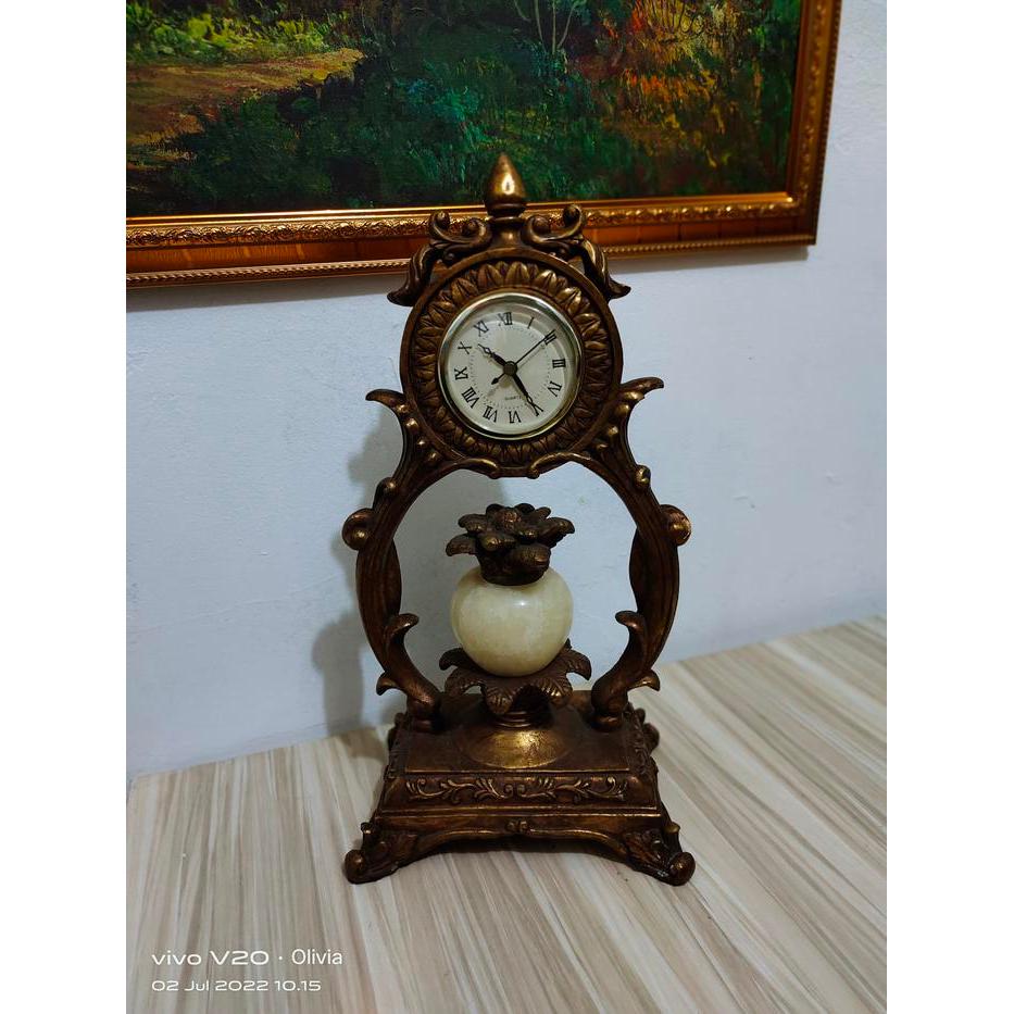 Jam Meja Ukir Vintage Kuno Jadul Antik