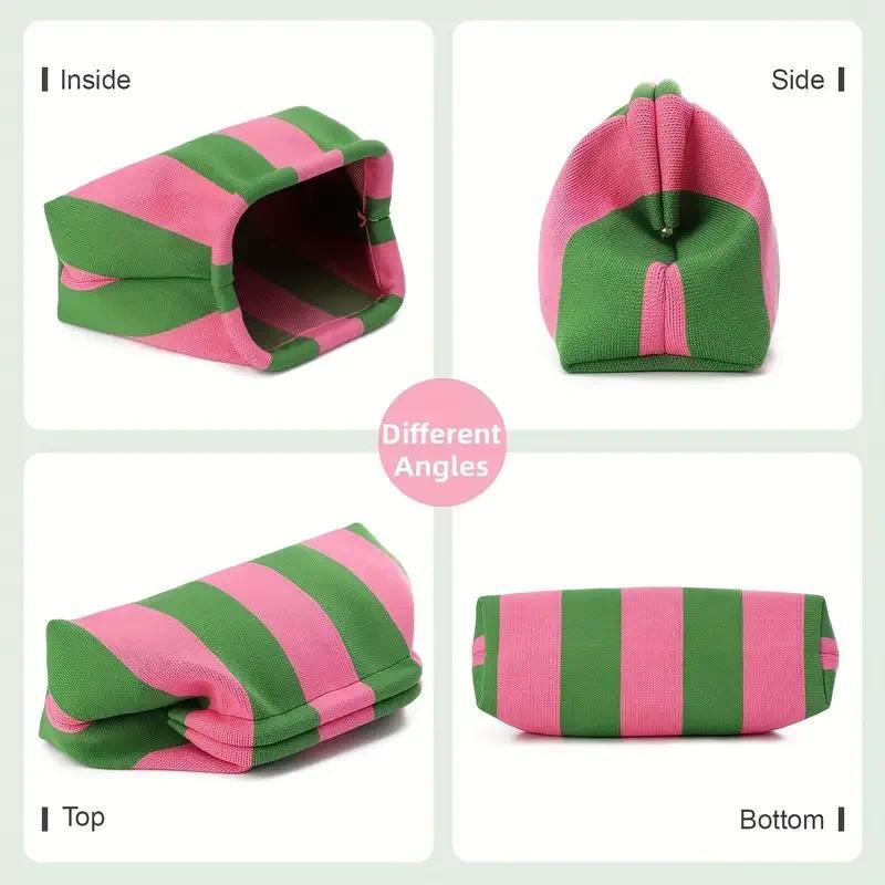 Tas Clutch Pantai Wanita Bergaris, Tas Tangan Rajut Kecil Serbaguna, Tas Clutch Dumpling Rajutan, Ta