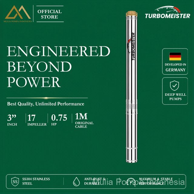 Pompa Satelit Turbomeister 3 Inch 0.75 HP - Pompa Submersible / Sibel
