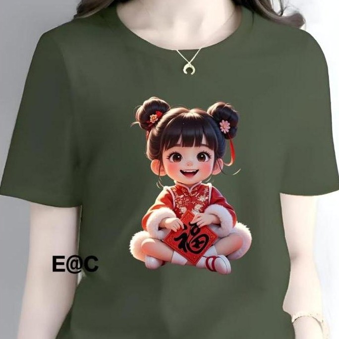 KAOS ATASAN WANITA DAN PRIA PREMIUM GIRLS D IMLEK DTF BERKUALITAS BAHAN COTTON COMBED MOTIF PRINTING