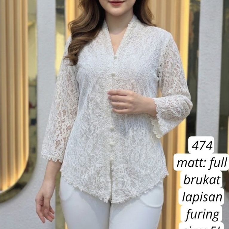 Kebaya 474 Brokat Putih jumbo